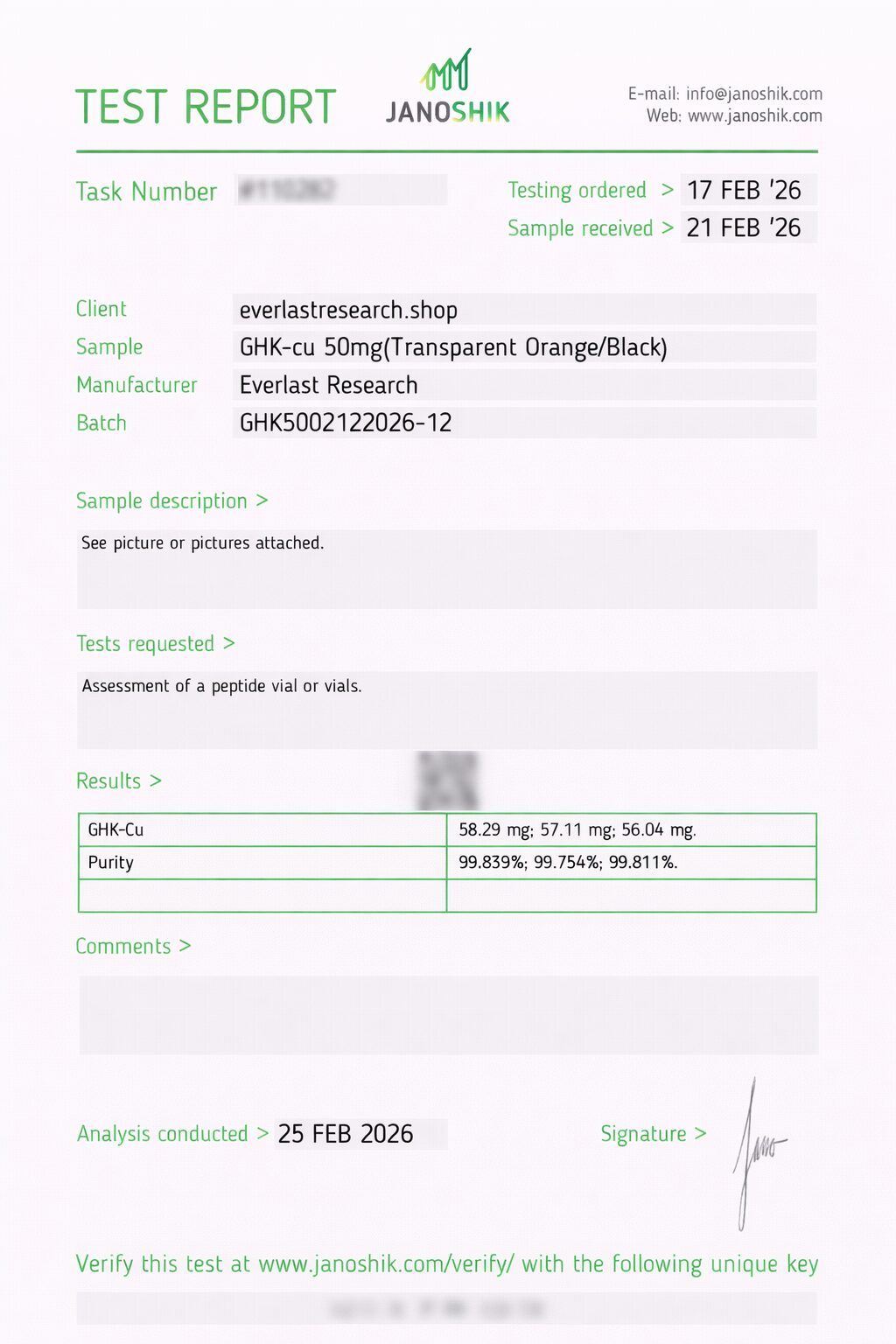 GHK-CU Certificate of Analysis