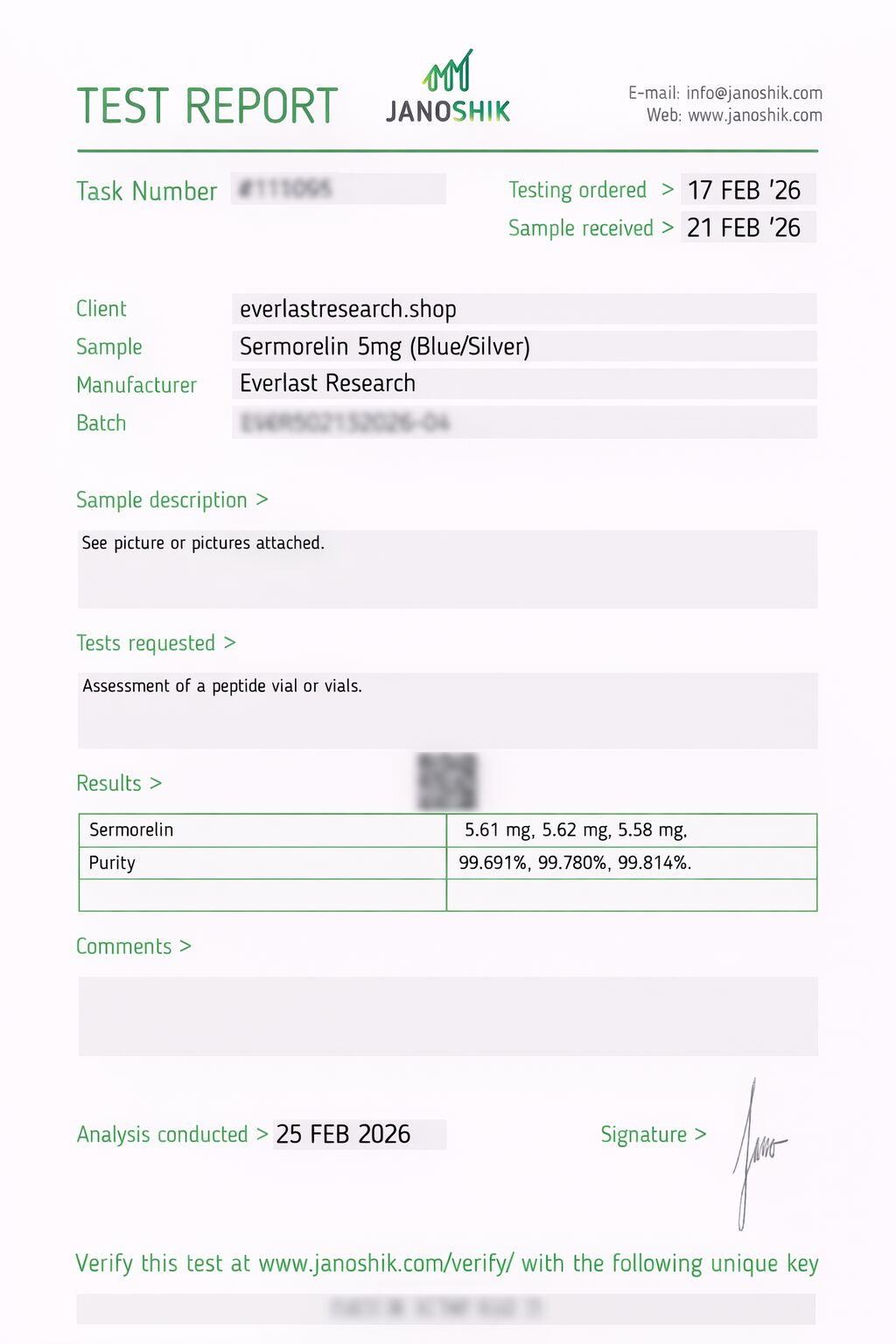 Sermorelin Certificate of Analysis