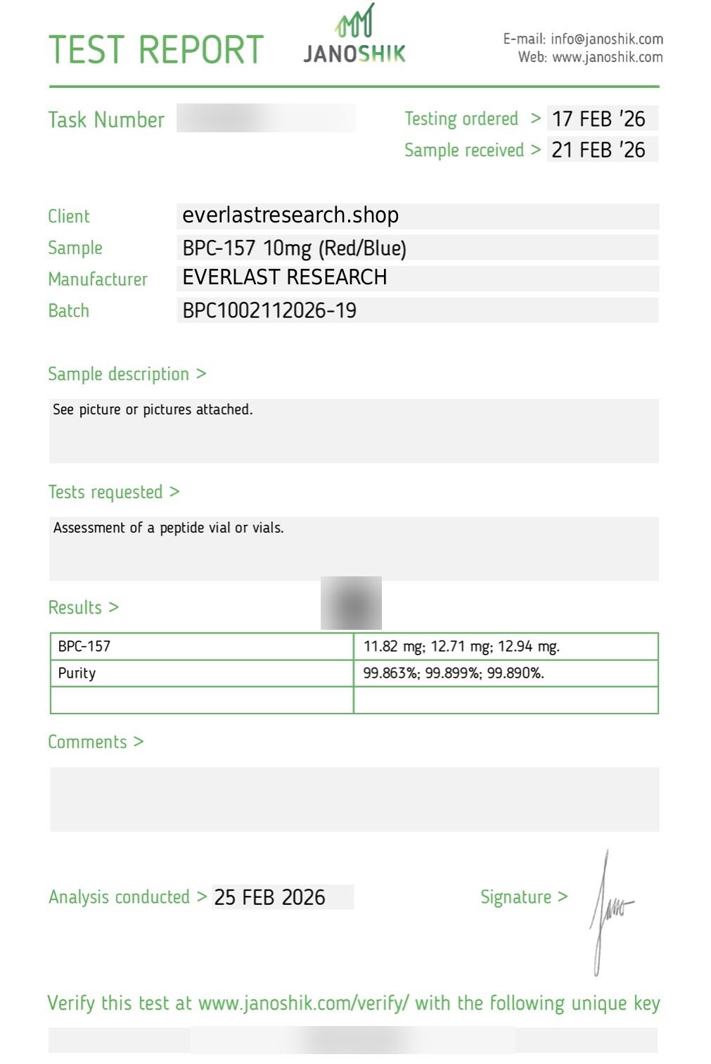 Wolverine (BPC-157) Certificate of Analysis