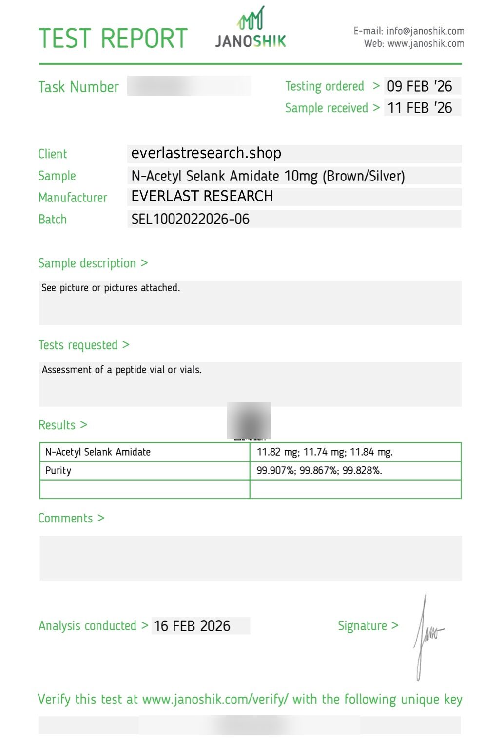 Selank Certificate of Analysis